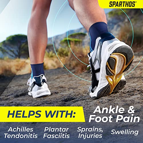 Sparthos Ankle Brace for Women & Men, Foot Compression Sleeve - Blue-XL - color: Cobalt Blue
