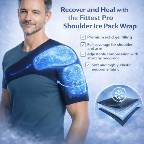 Fittest Pro Shoulder Ice Pack Wrap, HSA or FSA Eligible, Reusable Cold Therapy Wrap for Tendonitis, Swelling, Rotator Cuff, and Recovery - style: Shoulder