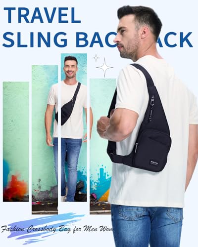Seoky Rop Sling Bag Slim Personal Purse Pocket Small Crossbody Chest Bag - color: 01-black, size: Small