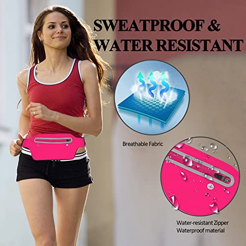 Fanny Packs for Women,Waterproof Fanny Pack for Men,Adjustable Running Belt Waist Pack Slim Expandable Pocket Belt,iPhone Running Holder Cell Phone Elastic Waist Pouch Bag for Galaxy Pink - color: 2-Pink