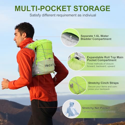 IX INOXTO Running Vest Hydration Backpack, Lightweight Running Backpack - color: Green