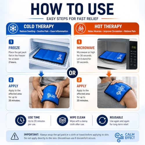 Treaton, Reusable Gel Ice Pack for Hot & Cold Therapy, Flexible Cold & Hot Compress, Microwave & Freezer Safe, Leak-Resistant Ice Pack for Back, Shoulder, Knee, Neck & Muscle Recovery - size: Small