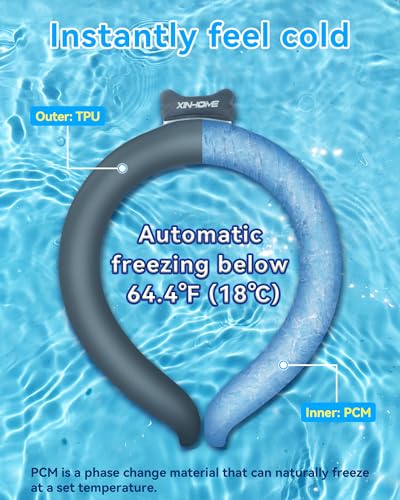 Neck Cooling Tube Wraps Ice Ring Neck Cooler Personal Ice Pack Wrap for Hot Weather Gel Reusable Wearable Gel Cooling for Summer Heat Hot Flashes Freezer Below 64.4℉ - color: Gray