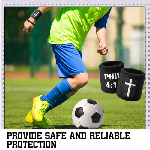 Misdary 6 Pair Cross Wristband Baseball Drip Football Accessory - color: Black