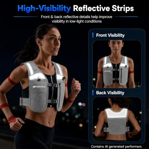Running Vest for Women Men with 500ml Water Bottle |Adjustable Hydration Vest with Water Bladder |Reflective |Lightweight |Muti-Pockets - color: Grey(17oz Water Bottle)
