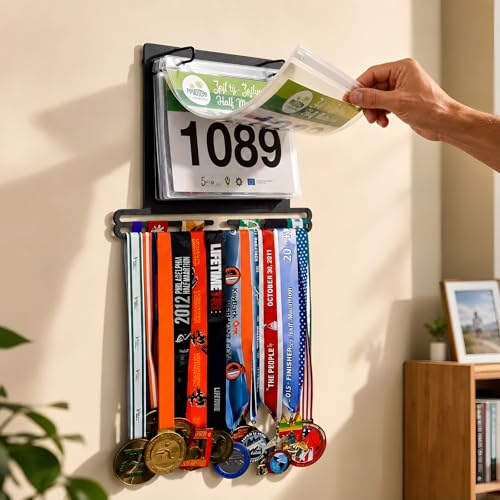 Race Bib & Medal Display Hanger – 40+ Medals, 100 Bibs, Bib Holder