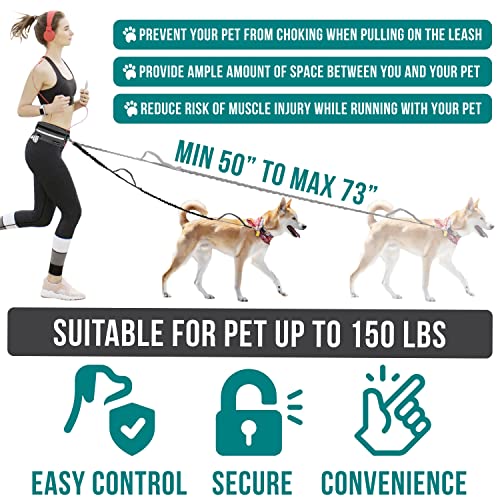 PetAmi Hands Free Dog Leash Waist Belt Bag Fanny Pack, Single, Dark Gray - color: Charcoal Grey, size: 1 Leash