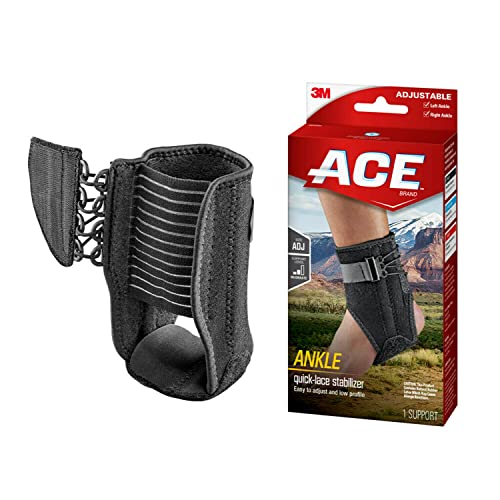 ACE Ankle Brace with Side Stabilizers, Adjustable, Black, 1/Pack (Pack of 2) - size: 1 Count (Pack of 2)