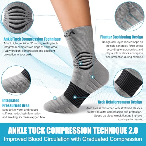 NEENCA Professional Compression Socks for Women Men Circulation, 20-30 mmHg - color: Gray Black - 2 Pairs, size: X-Large