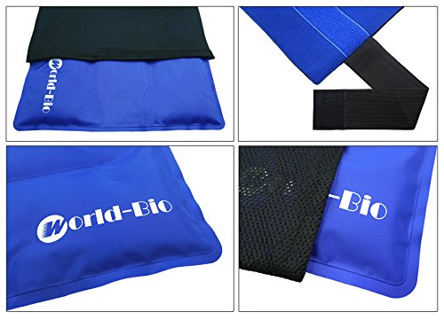 WORLD-BIO Large Ice Pack for Hip,Reusable Cold Compress Ice Pack with Cover - size: 11x14 Inch (Pack of 1)