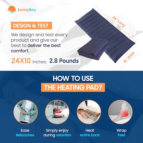 SunnyBay Lavender Extra Large Heating Pad, 10x24 inch, 4 lb, Midnight Blue - color: Lavender Scented Midnight Blue