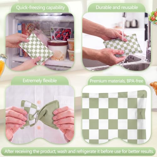 VIHOSE 2 Pcs Ice Packs for Lunch Box Bag - color: Olive Green, style: Checkerboard