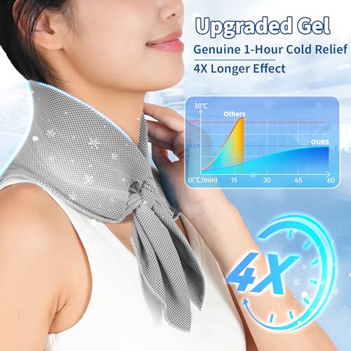 Widened Cooling Neck Wraps Long Lasting Neck Ice Pack Wrap - color: Gray