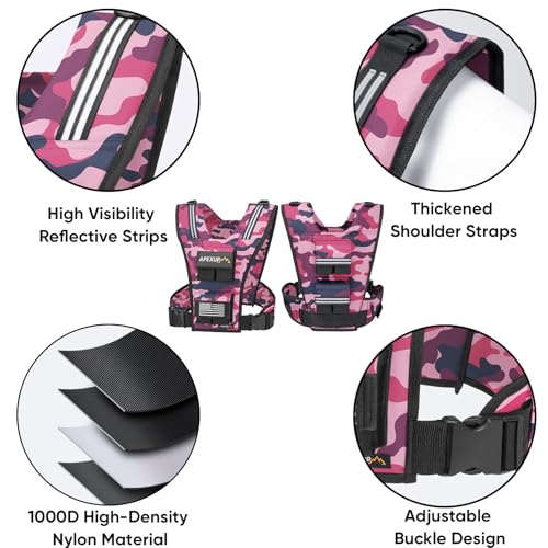 APEXUP Weighted Vest Men, Adjustable Weight Vest for Running - color: Pink Camo, size: With Weights-20lbs