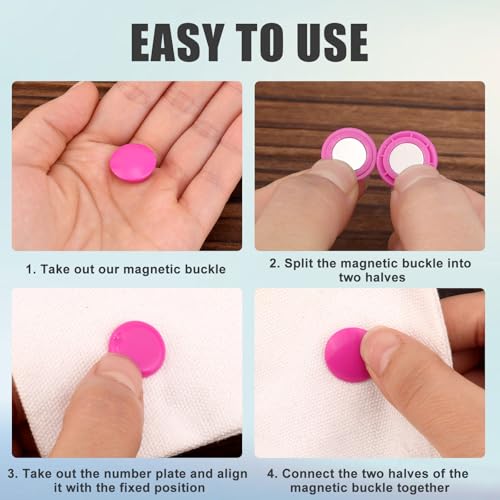 BOXOB 10 Pairs Magnetic Race Bib Clips, Marathon Race Number Buckle Running Bib Magnets Pins Holder for Runners Field Triathlon Cycling Competition (Pink & Rose Red) - color: Pink & Rose Red