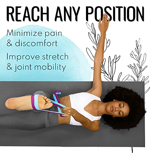 TECEUM 2 IN 1 Yoga & Mat Strap for Stretching – Cotton – 6/8/10 ft - color: Purple Blue, size: 10 ft