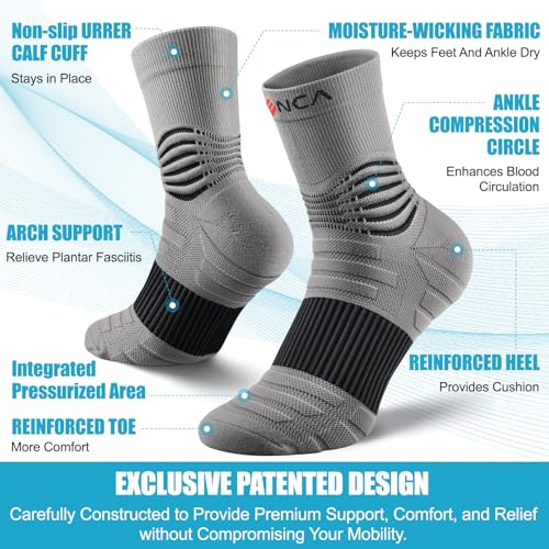 NEENCA Professional Compression Socks for Women Men Circulation, 20-30 mmHg - color: Gray Black - 2 Pairs, size: Large