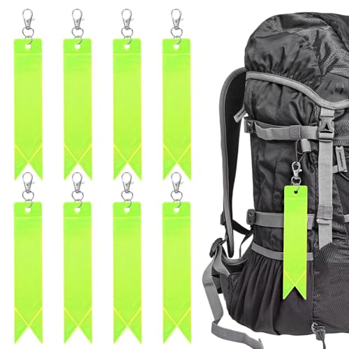 Safety Reflector Pendants - Reflective Safety Keychain Gear with Clips Use for Backpack & Running & Cycling - color: Fluorescent Green