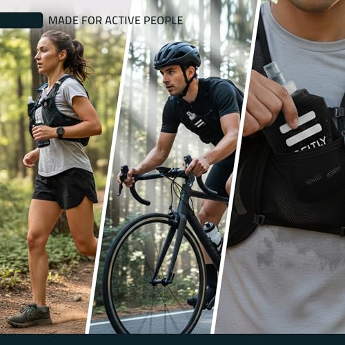 FITLY Soft Flask Running Water Bottle - Collapsible Hydration Flask - color: Black, size: 8.5 Ounces