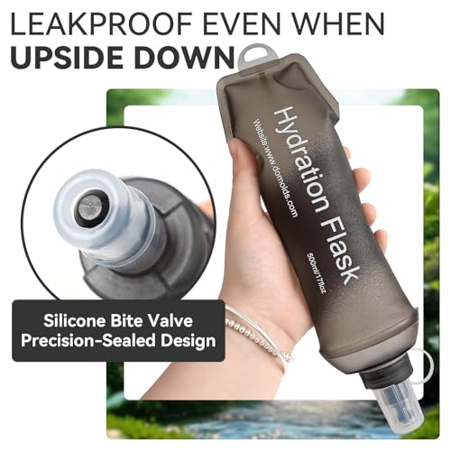 500ml Soft Flask, Shrink As You Drink Collapsible Water Bottles for Running Vest & Hydration Pack, BPA-Free Leak-Proof TPU Folding Bottle for Hiking Cycling Climbing Jogging-Grey - color: 1PCS Grey