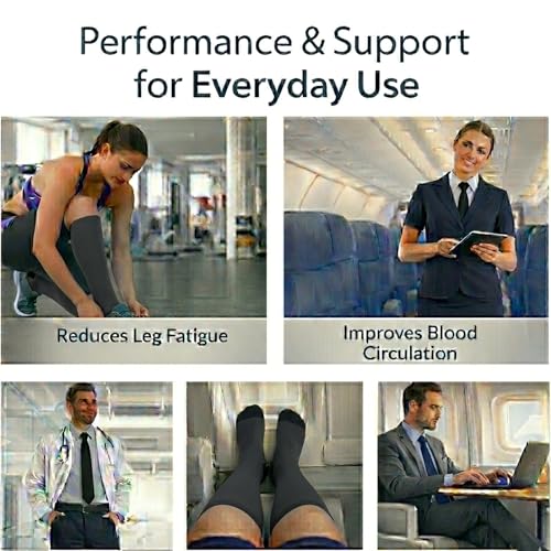 Diamond Star 6 Pairs Compression Socks for Men & Women, Knee High Socks - color: 6 Pairs Charcoal