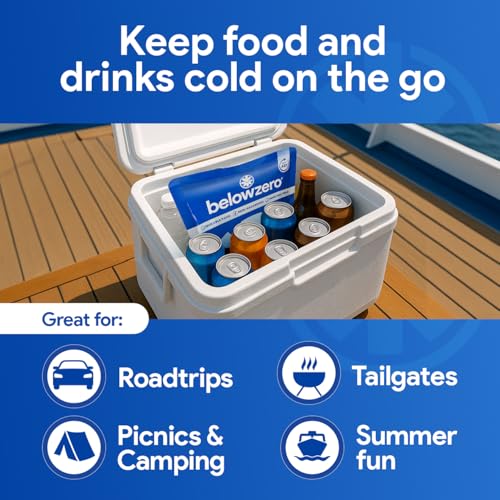 Below Zero Prefilled Reusable Ice Packs for Coolers | Long Lasting Freezer Ice Blocks for Camping, Lunch Bags & More | 48 Hour Cooler Ice Pack Technology - style: Medium - 2pk (New Design)