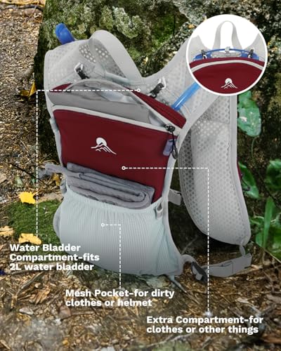 Running Vest for Women and Men, Hydration Running Backpack, Runners Vest, Hydration Vest, with Front Phone Holder, Adjustable Chest and Waist Strap - color: Wine Red, size: Only Backpack