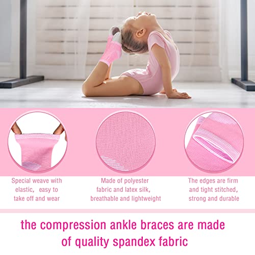 Tarpop 2 Pairs Kids Ankle Brace, Compression Sleeves, M+S, Pink - color: Pink, size: Small,Medium