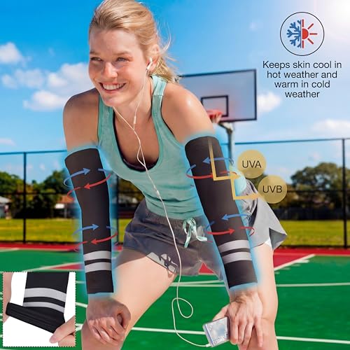 Geyoga 4 Pairs Arm Sleeves for Men Women - color: Black, Gray