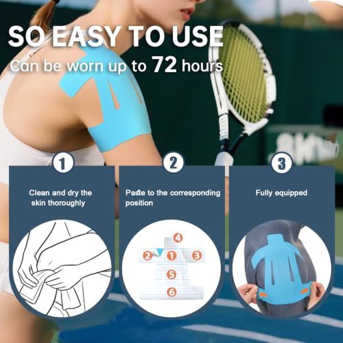 Precut Kinesiology Tape for Shoulder, 20 Pcs, Blue - color: Blue, size: 20 Pcs