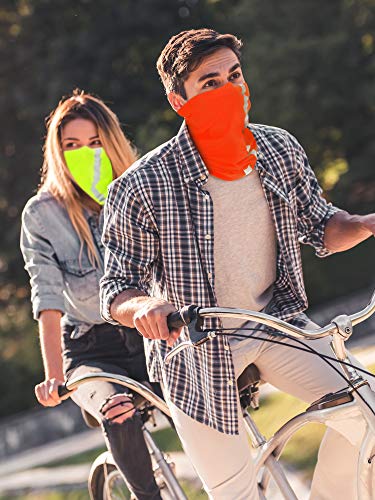 SATINIOR 8 Pack Reflective Neck Gaiters UV Protection Cooling Face Masks - color: Fluorescent Yellow, Orange