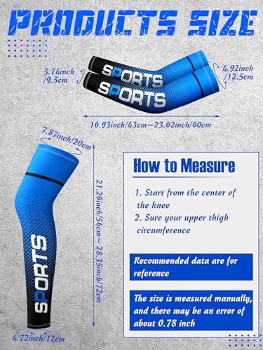 Newcotte 4 Pairs Sports Protection UV Leg Sleeves and Arm Sleeves Cooling Arm Cover Compression Sleeves for Summer Men Women Basketball Football Running Cycling and Other Sports