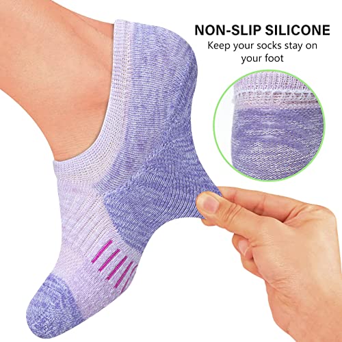 Amutost Womens No Show Socks Anti-Slip Cushioned Breathable 5-10Pairs - color: 5 Pairs A-mood Boosting Colors, size: 5-8