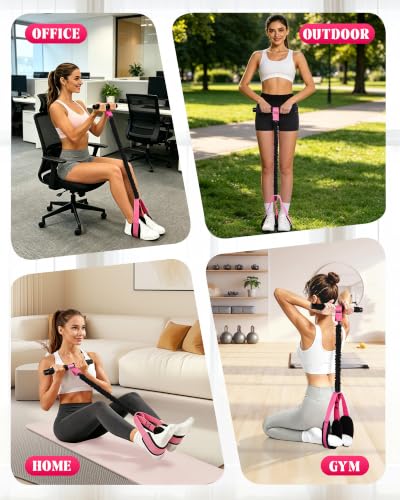 Pedal Resistance Bands with Handles, 2026 Upgraded 55LBS Exercise Bands - color: Pink
