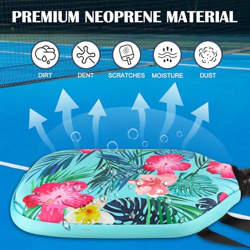 Pickleball Paddle Cover, Neoprene Sleeve 11.8 x 9.05 in - color: Floral 1 Pc