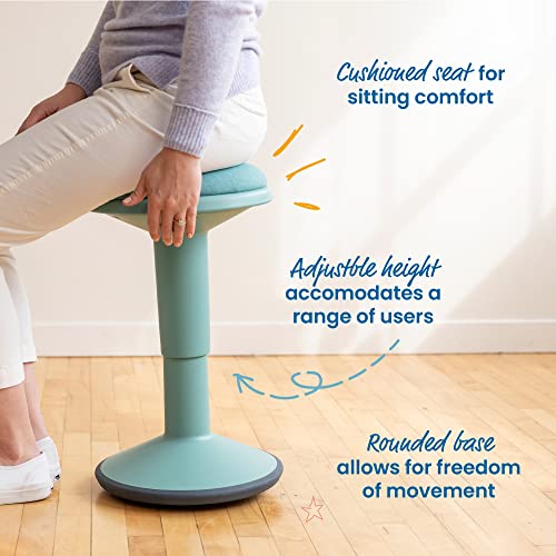 ECR4Kids Sitwell Wobble Stool with Cushion, Adjustable Height, Active Seating, Seafoam - color: Seafoam