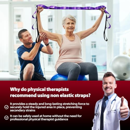 Acozycoo Stretching Strap with Loops for Physical Therapy,Knee,Leg Lifter - color: Purple, size: Length: 86 Inch, Width: 1.5 Inch