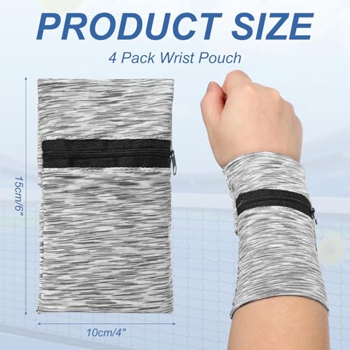 Wrist Pouch Wrist Wallet Wristband with Zipper Sports Sweatbands - color: Gray
