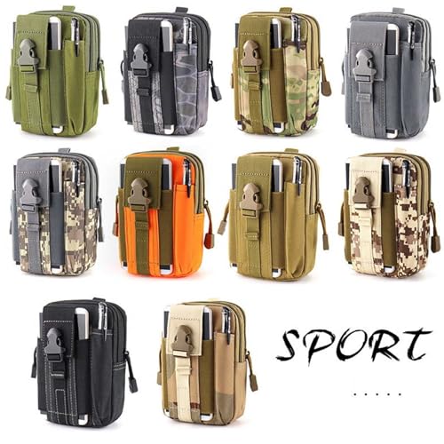 Belt Pouch, Tactical Molle Phone Pouch EDC Utility Pouches Waist Bag Packs, Small Cell Phone Holster Gear Tool Gadget Pocket for Men Running - color: White Line Black