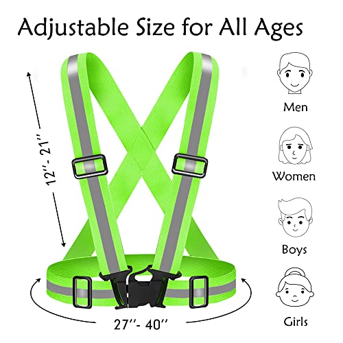 Reflective Vest Running Gear High Visibility Safety Vest Strap for Night - color: Fluorescent Green