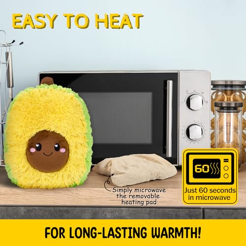 Avocado Microwavable Unscented 1.5 lbs Heating Pad For Women And Kids- Cute Soft Cozy Pillow Plush Heatable Warm Stuffed Animals- Kawaii Hot And Cold Plushie Food Toy- Avocado Gifts For Girls And Boys - color: Ava