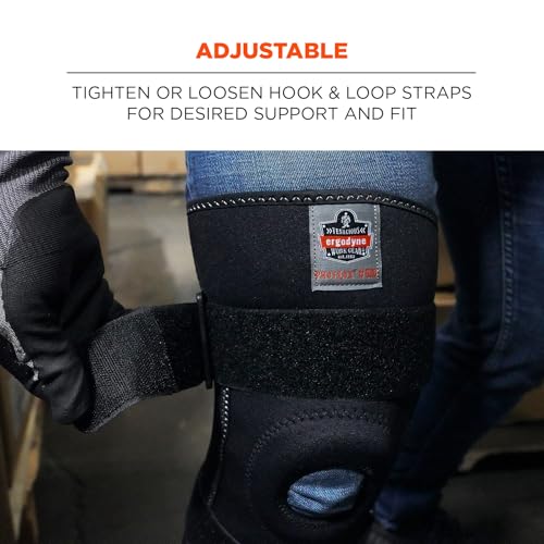 Ergodyne Proflex 620 Neoprene Padded Knee Sleeve Support Stabilizer with Stays, Open Patella, Adjustable Compression Fit - size: Large, style: Knee Sleeve - Open Patella Spiral Stays