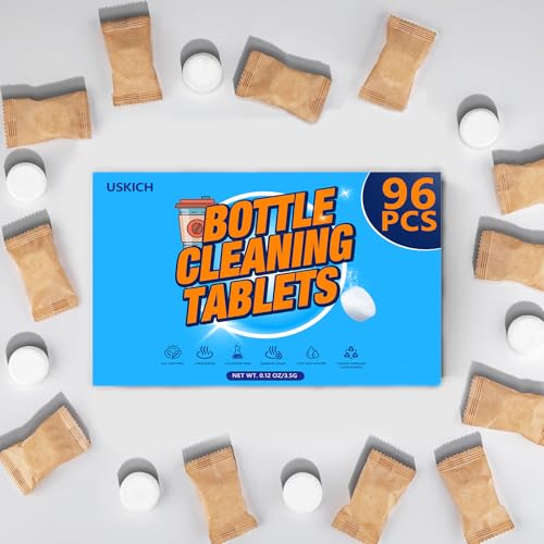 96Pack Water Bottle Cleaning Tablets, Bottle Bright Clean Stainless Steel, Thermos, Tumbler, Insulated and Reusable Water Bottles,Removes Stubborn Stains and Odors - size: 1 Count (Pack of 96)