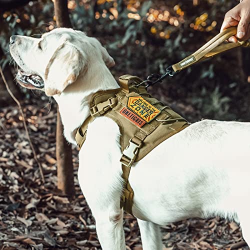 OneTigris Tactical Dog Harness with Handle No-Pull Adjustable for Small Dog - color: Brown, size: XX-Small