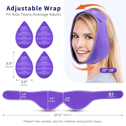 Wisdom Teeth Ice Pack Head Wrap for Pain Relief - Cold Hot Therapy for Face - color: Purple