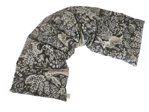Microwavable LOVEwrap Neck & Shoulder wrap -Heated microwavable Warming Soothing Muscle Pain Relief Fatigue Relaxation - Unscented 6 x 24 - flaxsSeed - Black Rabbit Flowers - color: Mother Nature