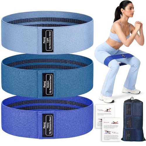 Fabric Resistance Bands for Working Out, 3-Set Exercise Loops for Home Gym - color: Navy
