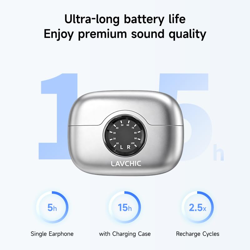 A80 Open Ear Earbuds, Clip On Wireless Headphones with Microphone - color: Silver