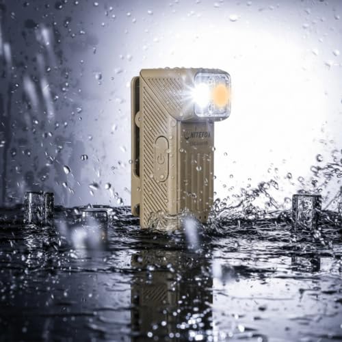 EDC Flashlight Rechargeable Clip-On Light 90° Rotatable Pocket Light - color: Khaki
