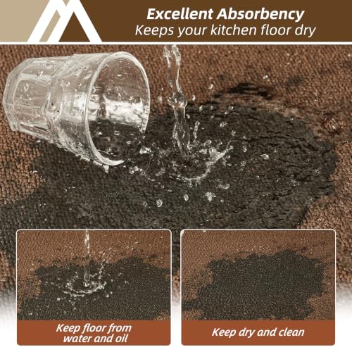 COSY HOMEER Washable Kitchen Rugs Sets of 2 Non-Slip Kitchen Mats,Browm - color: Brown, size: 24"x35" + 24"x60"